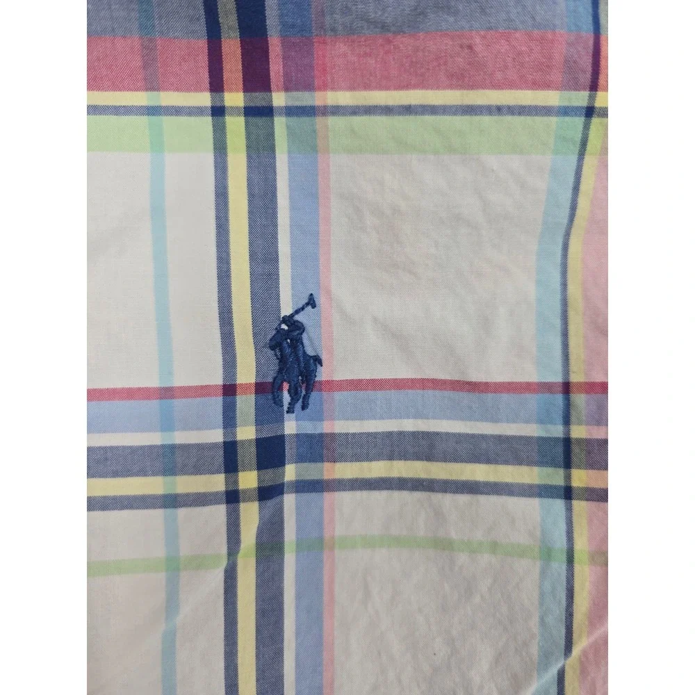 Ralph Lauren Boys Large 14-16 Plaid Short Sleeve Button Down Shirt Multi-Color